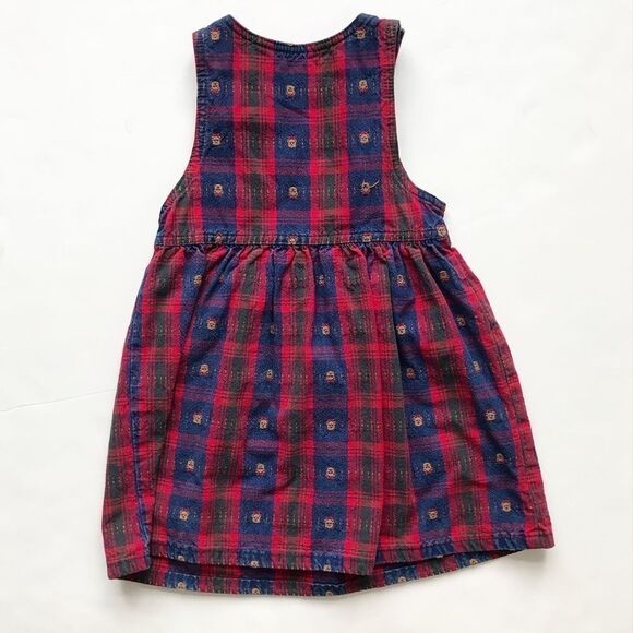 Vintage Oshkosh plaid teddy bear denim dress 5T - Picture 5 of 5
